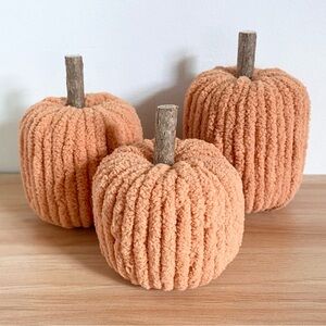 Orange Pumpkin Handmade Fall Decor Set of 3